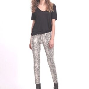Hudson Nico Snake Skin Black & White Print Mid-Rise Skinny Jeans Denim Sz 27